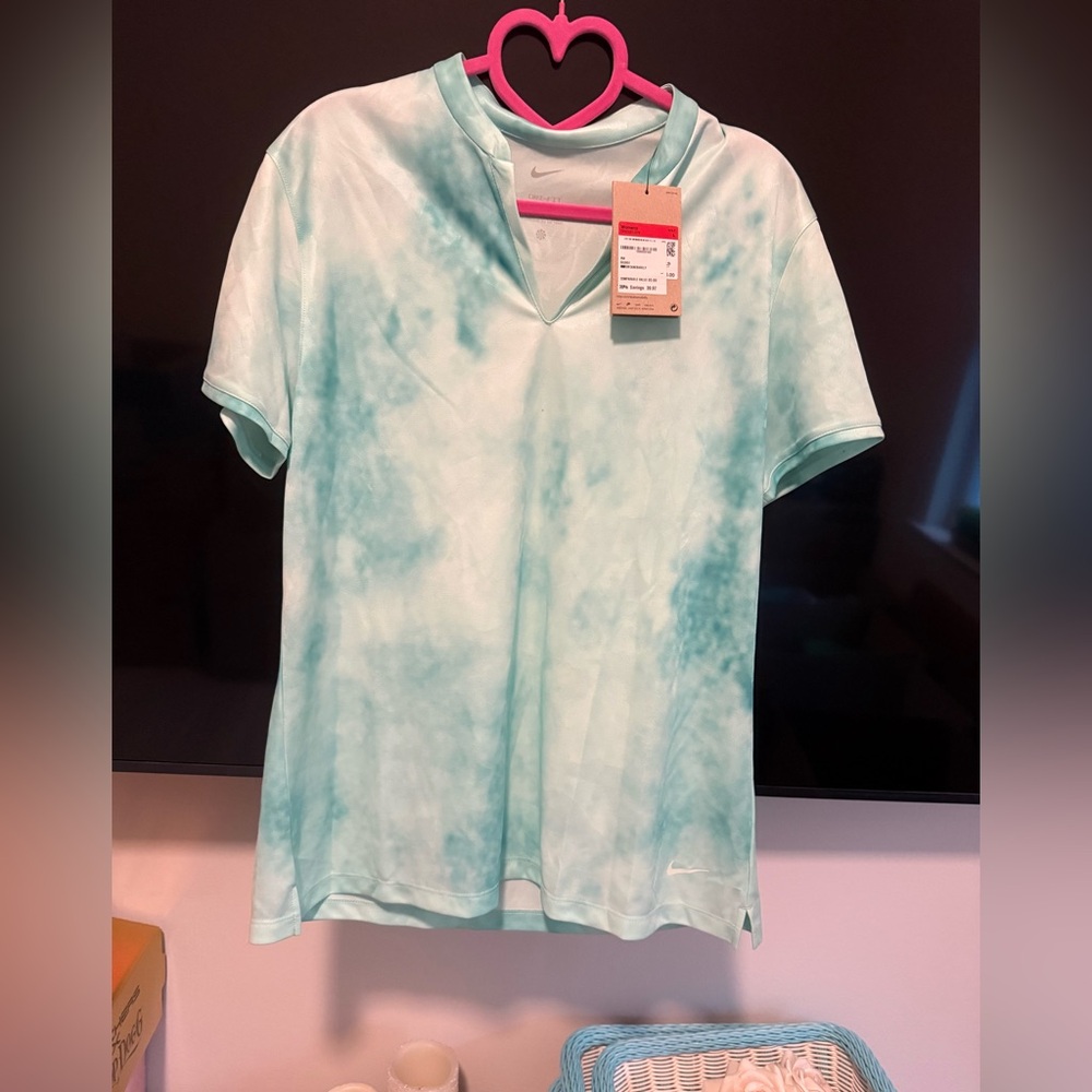 Nike Women's Mint Green Tie-Dye Short Sleeve Top